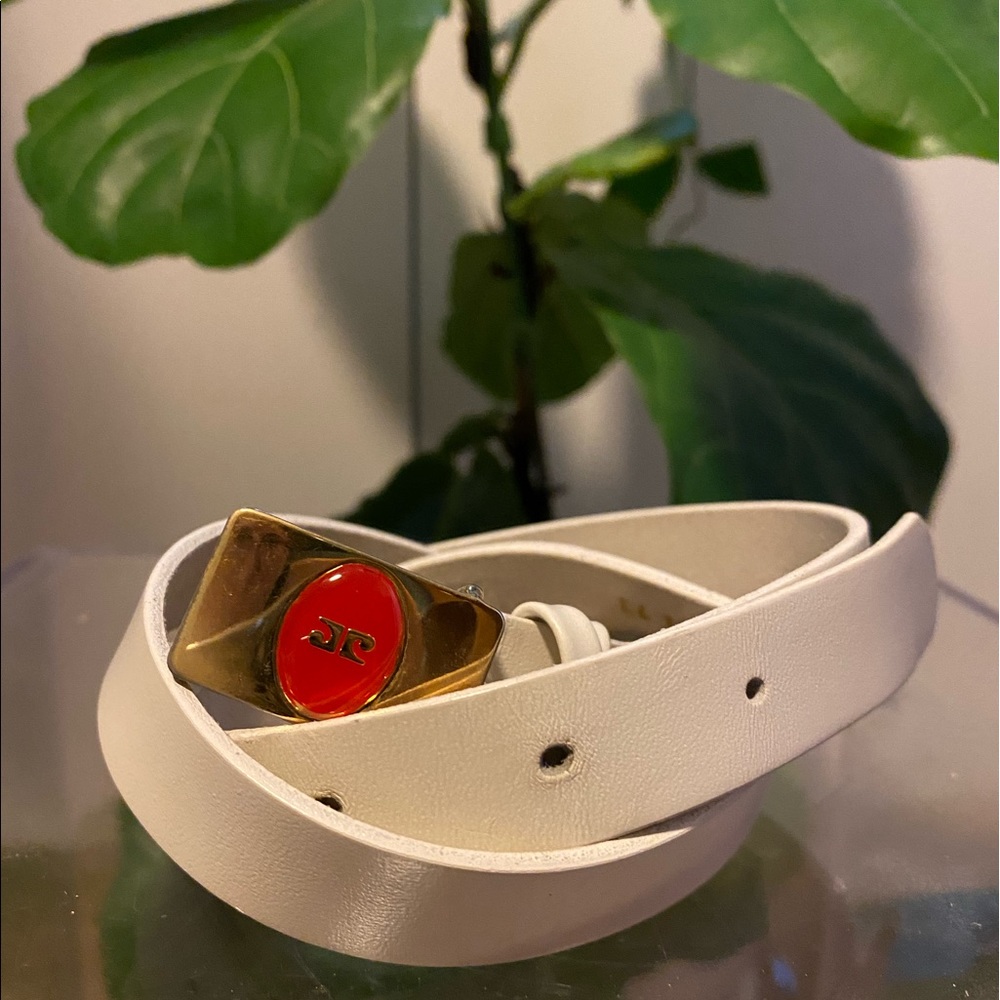 Pierre Cardin White Full Grain Cowhide Belt